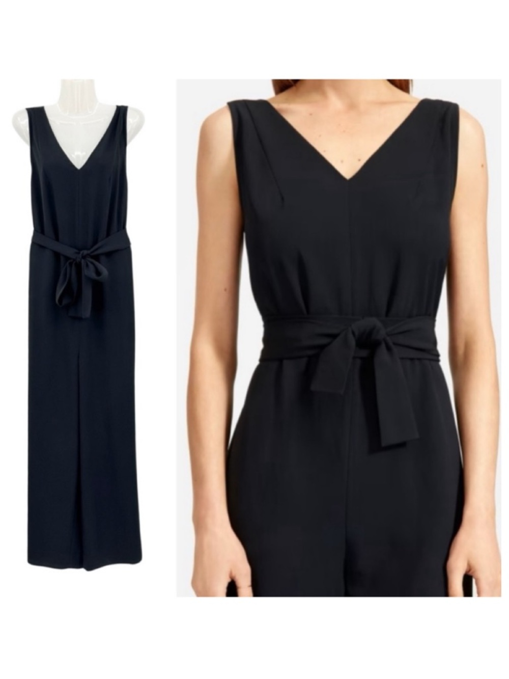 Everlane Wide Leg Tie Waist Jumpsuit Black Size 10